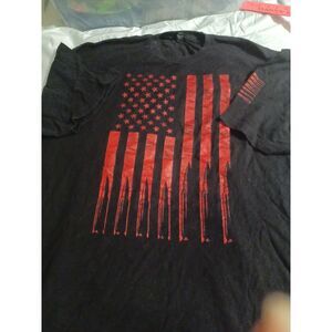 Mens Black Patrotic Flag And Bullet‎ T Shirt Short Sleeve 3XL Black